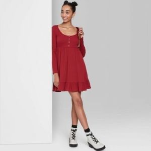 Waffle knit babydoll dress